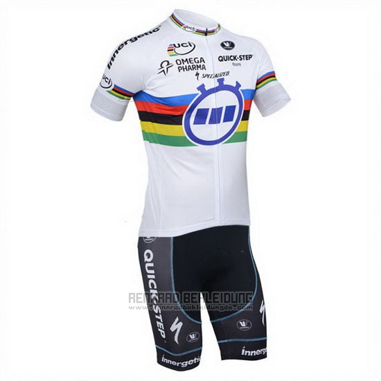 2013 Fahrradbekleidung UCI Weltmeister Lider Quick Step Trikot Kurzarm und Tragerhose